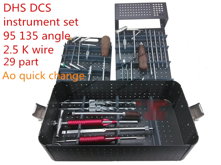 

medical orthopedic instrument femur DHS DCS 95 130 135 150 angle 2.5 K wire lag screw and Bone plate installation removal set