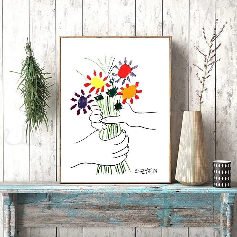 Pablo Picasso 1958 Bouquet of Peace Artwork Canvas Painting Prints Picasso Art Gallery Poster Picture Home Room Wall Art Decor