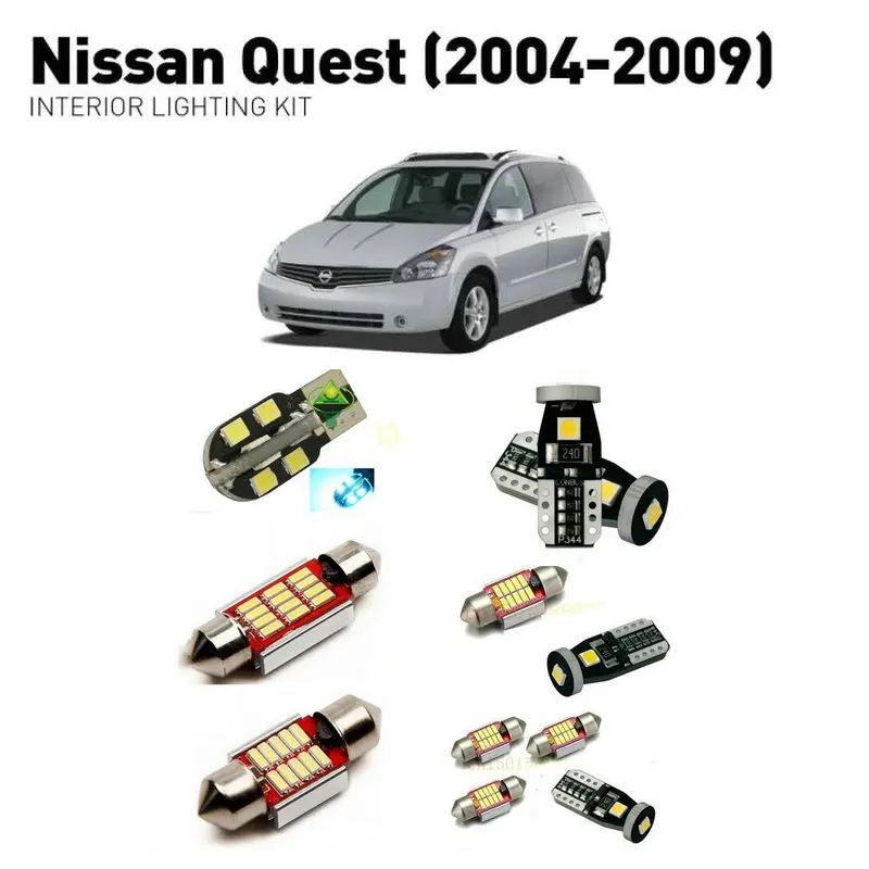 

Светодиодные внутренние фары для Nissan quest 2004-2009, 18 шт., светодиодные фары для автомобилей, комплект освещения, автомобильные лампы Canbus