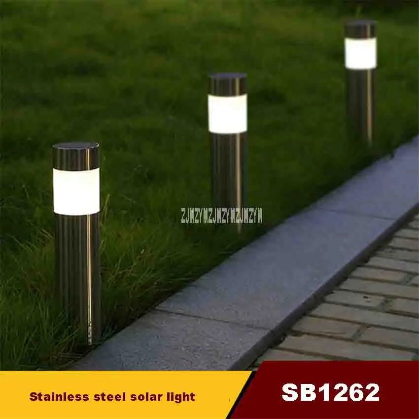 6 ชิ้น/ล็อตใหม่ SB1262 พลังงานแสงอาทิตย์สวนกลางแจ้งสนามหญ้าสแตนเลสพลังงานแสงอาทิตย์ Bollard Light สีขาวอบอุ่นโคมไฟตกแต่ง
