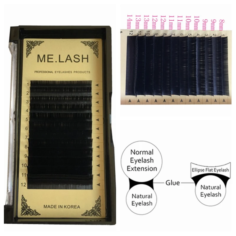 ME. LASH 1 vassoio Formato Misto Piatto Ellisse C D Curl Estensione Del Ciglio Matte Finito Molle del Faux Visone Ellisse Ciglia