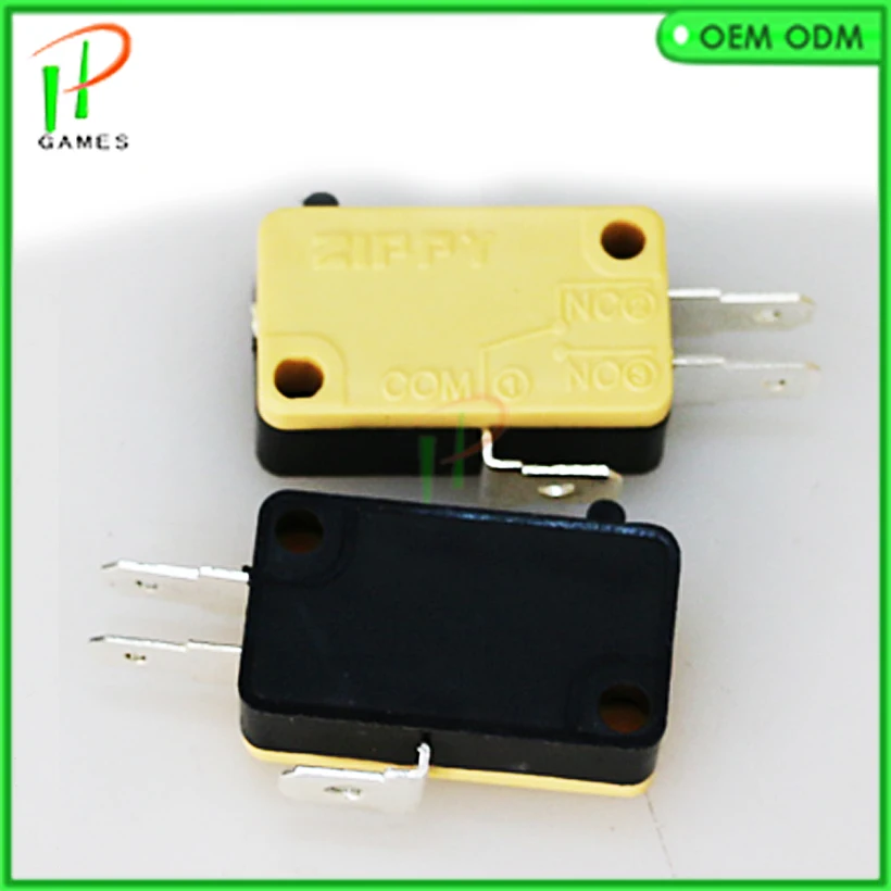 100pcs ZIPPY Microswitch for Push Button 3 terminals yellow micro switch for button/Arcade Game Parts/cabinet accessories