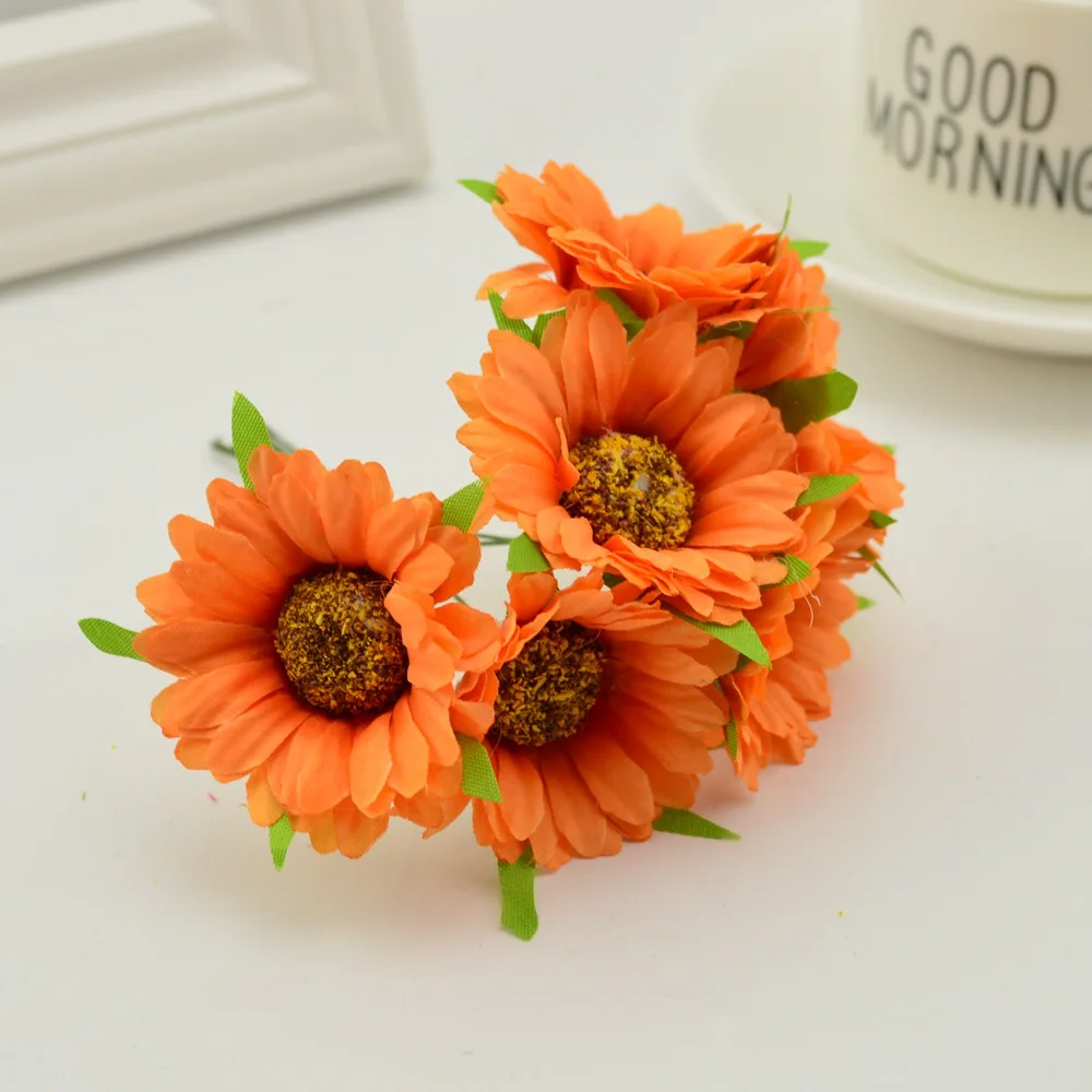 6pcs künstliche Blumen handgemachte Gerbera Mode Hausgarten Braut DIY Geschenk Kranz Material Hochzeit Bankett Dekoration Weihnachten – Detail 9