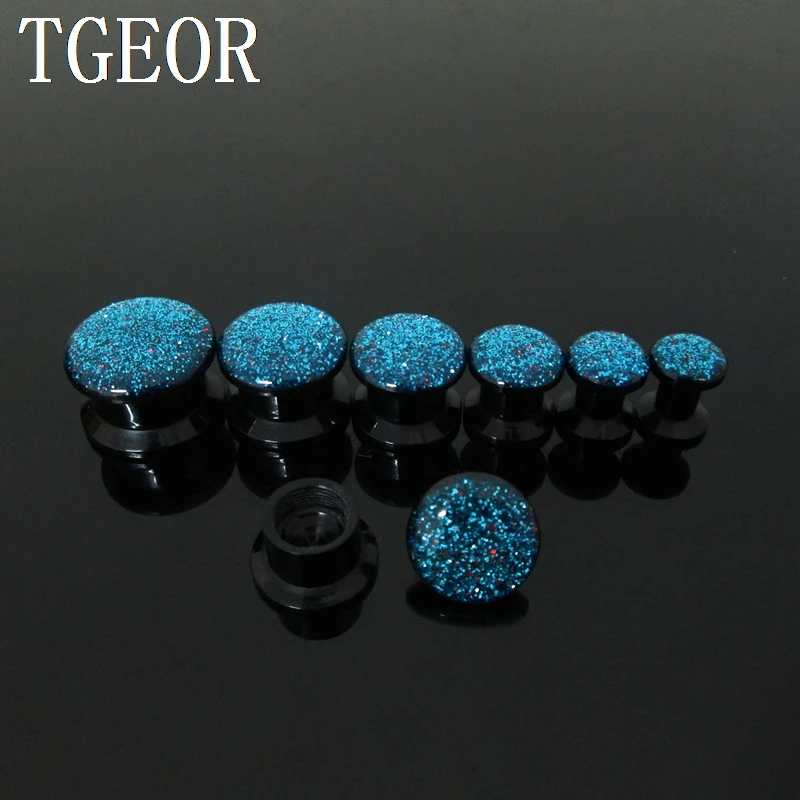 NEW body jewelry 1 pair  mixed gauges glitter acrylic multi colors internally thread ear Flesh Tunnel free shipping