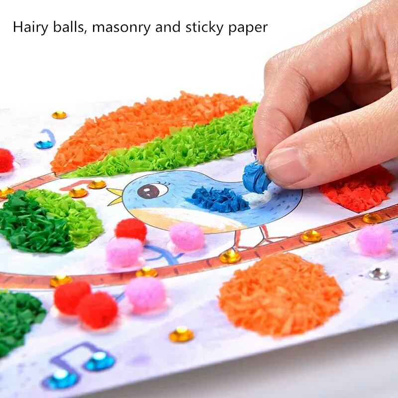 Kindergarten Children Handmade Material Package DIY Creative Paper Plate Rubbing Paper Painting and Paper Drawing Baby Toys A056