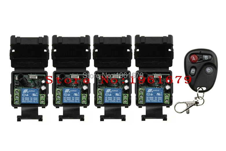 DC 12 v mini wireless remote control switch  1 channal  system  4X receiver+1X transmitter 315/433 MHz