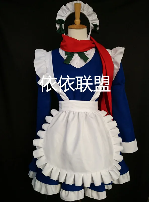 Embodiment of Scarlet Devil Izayoi Sakuya Maid Lolita cosplay Costumes with scarf and hair accessory 110