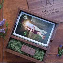 (Free Custom Laser Engraving LOGO) Wooden Album Box(4*6 inch Photo) and Wooden USB3.0 Pendrive 512GB 256GB 128GB 64GB 32GB 16GB