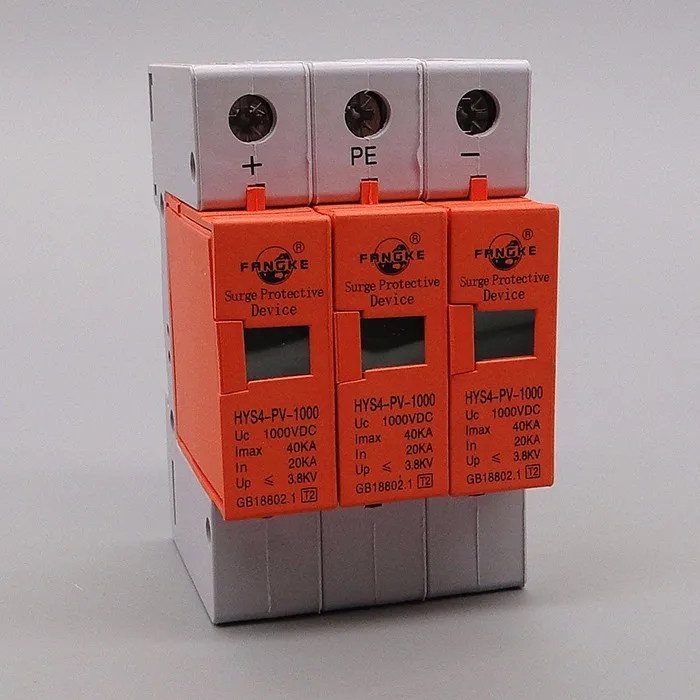 

DC500V 800V 1000V 3P 3 полюса 40ka защита от перенапряжений SPD домашнее устройство защиты от перенапряжений разрядник под напряжением Hys4 Pv-1000 din-рейка
