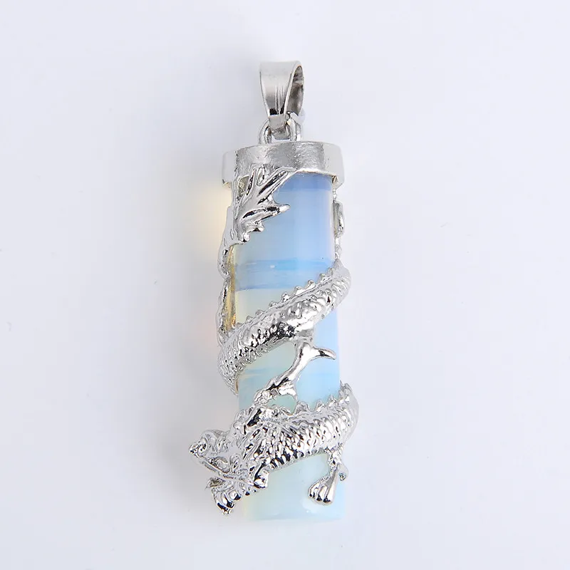 New Dragon Wrap Drop Natural Stone Tiger Eye Pendants Female Male Jewelry Blue white Quartz Gem Pendulum Amulet Jewellery