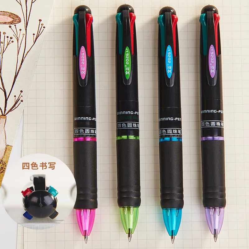 4 in 1 MultiColor Pen Kawaii Sign Pen Colorful Retractable Ballpoint Pens Multifunction Pen For Marker Writing Stationery  2 Pcs