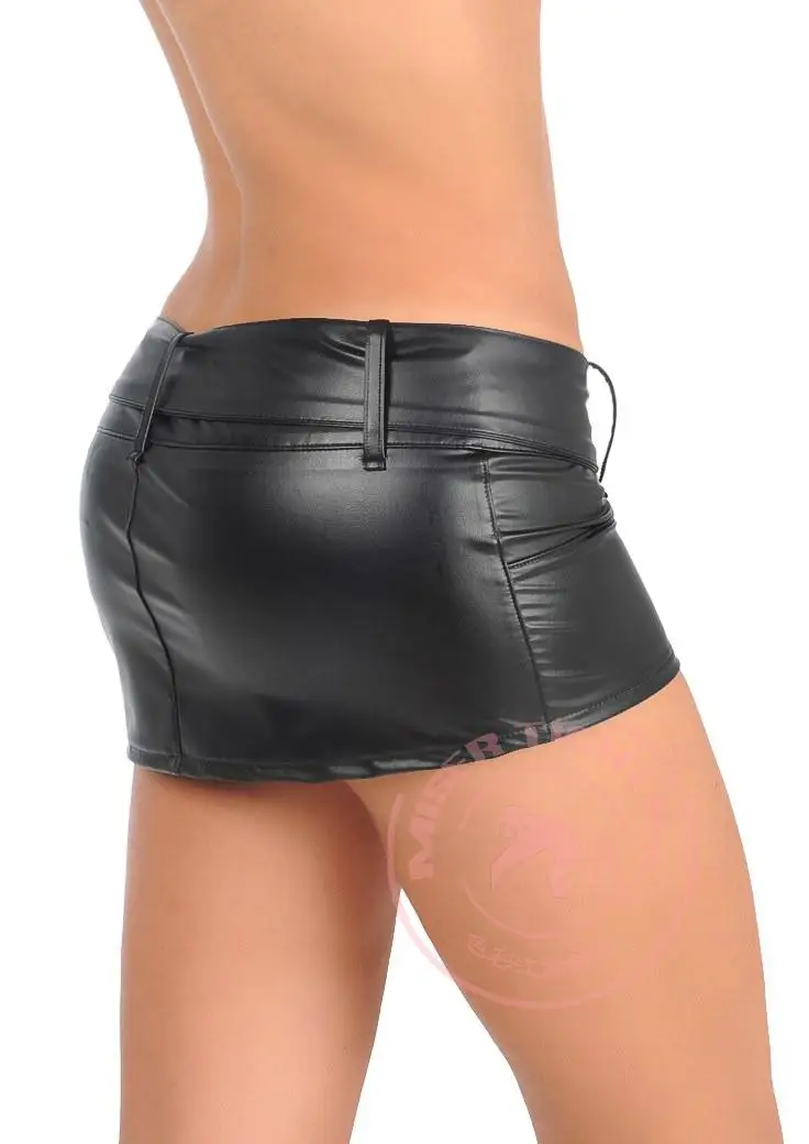 New Sexy Micro MINI Skirt Latex Faux Leather Skirt Sequin Skirt Tight Hip Slim Low Waist With Belt Pencil Package Hip Skirt