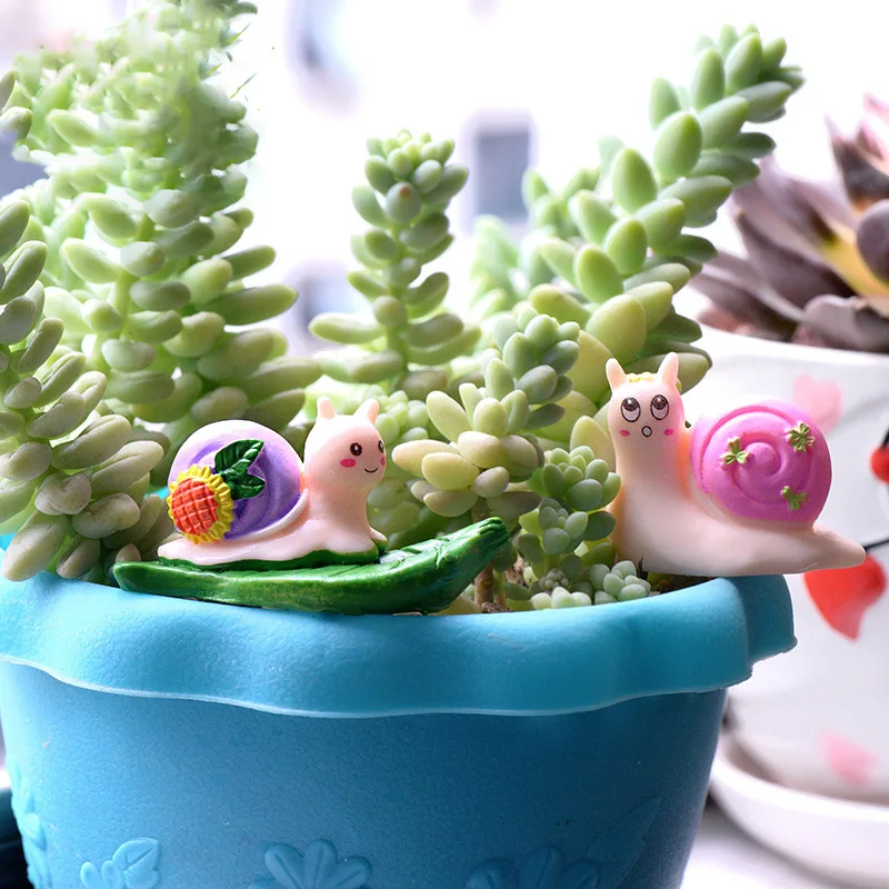 Colorful Snail Garden Miniature Figurine Cartoon Animal Home Decor Decoration Cake mini fairy garden ornament toy