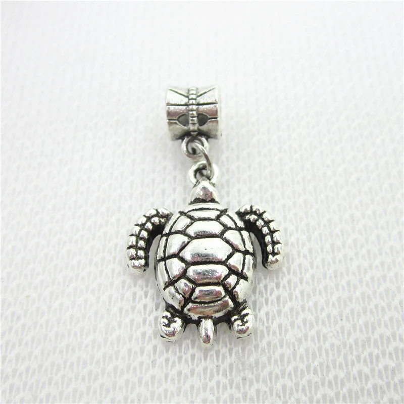 20pcs/lot Antique Silver Turtle charms Big Hole European Beads dangle charms diy fashion bracelets  jewelry accessory