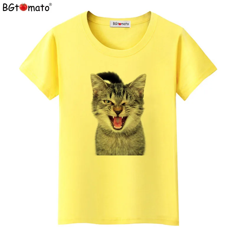 Smile face Cat T-shirt da donna Popolare vendita calda bella maglietta Camicie morbide di marca di buona qualità top casual