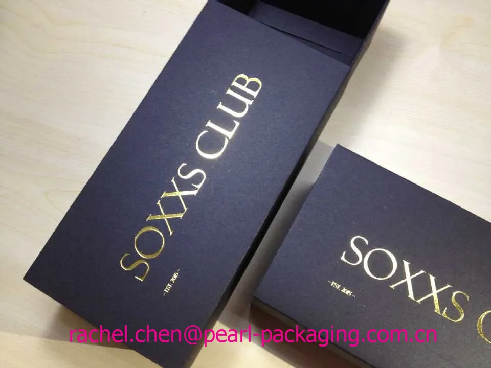 

Custom Gold Foiled Logo Socks Box Shirt Packaging