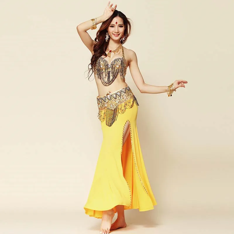 2017 woman Belly Dance Costume Set Professional Top&Pants&belt Indian Dress Lady Belly Dancing Dance Wear Practice/Performance