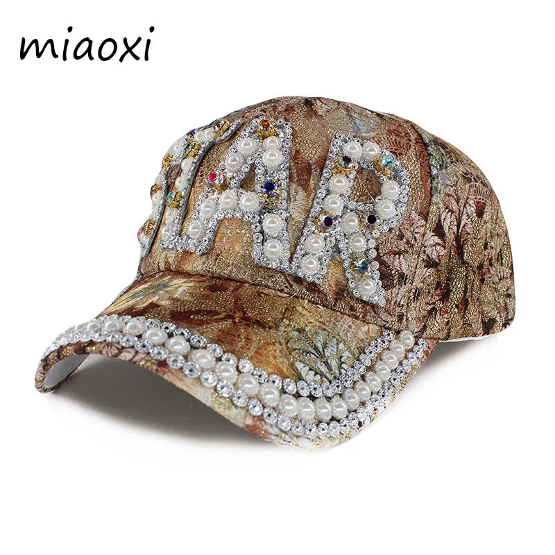 High Quality New Fashion Women Caps Baseball Cap Star Rhinestone Floral Adult Hat Summer Sun Casual Hats Women's Snapback