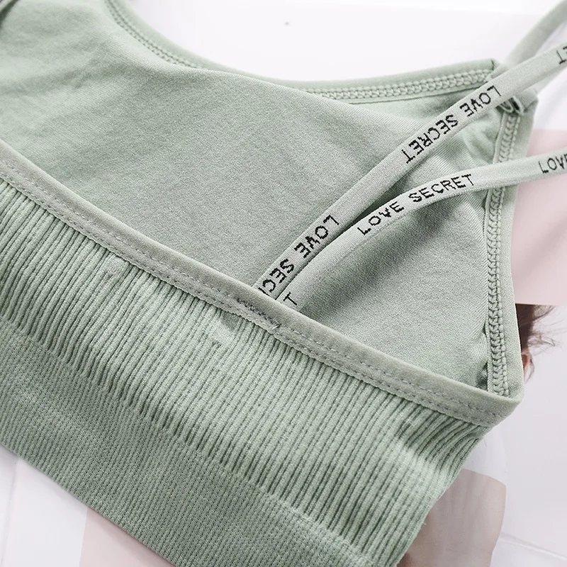 Women Bandeau Bra Sexy Lingerie Push Up Tube Tops Crop Top Seamless Underwear Letter Shoulder Strap Padding  Female Tube Tops