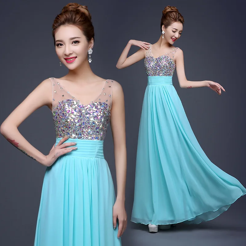 2015 New Fashion Elegant Floor- length Chiffon Evening Dress A-Line Sweetheart Beaded Women Long Formal Dress Custom Made  Ly027