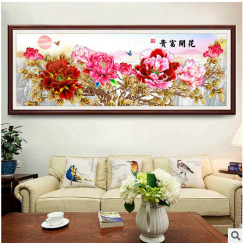 Diamond Embroidery Mosaic Painting Cross Stitch Full Round Drill Rich Peony Living Room Big Painting DIY 5D Sale Decoration Gift