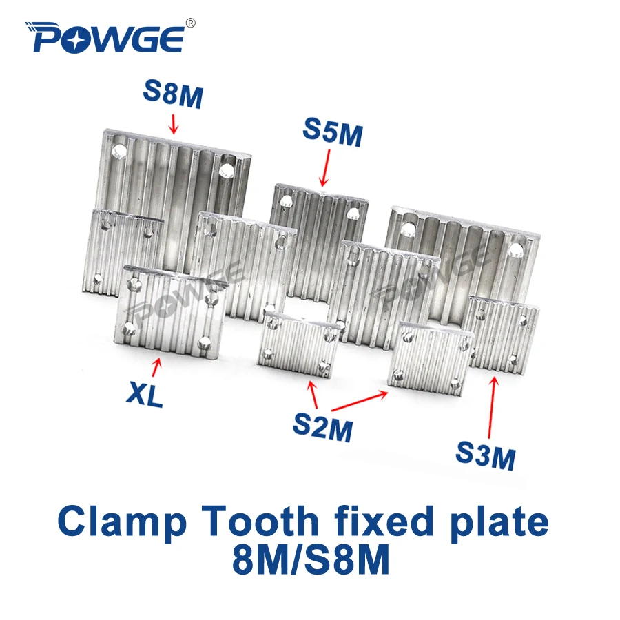 POWGE Aluminum Arc Clamp Tooth plate HTD 8M STD S8M for open synchronous belt HTD8M Fixed timing Belt connection CNC Teeth plate