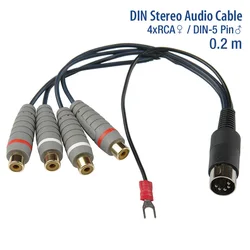 GoSo Gold Plated 5P DIN to 4 RCA Female with Ground Line Adapter Cable Audio Video AV Cables Length 0.2m 5 Pin