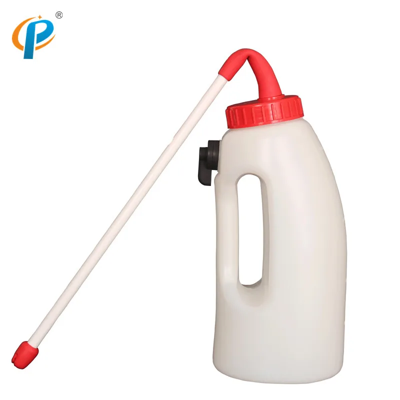 

Chuangpu 4Liter Vertical type PE Calf Feeding Drench Bottle with Soft Drinking Liquid Medicine Hose