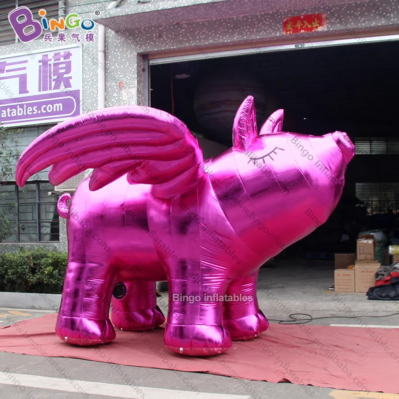 Inflatable Flying Pig Balloon 3.7x3.7x2.5 Meters Rose Gold Giant Inflatable Flying Pig with Wings -Inflatable Toys