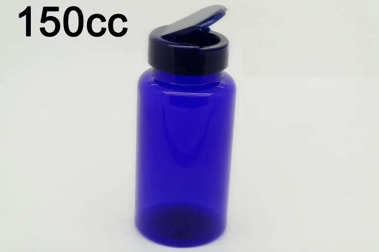 20pcs 150ml Translucent Blue Color Plastic Sample Packing Bottles, Powder Bottles, Capsule Containers 150cc---With Blue Flip Cap