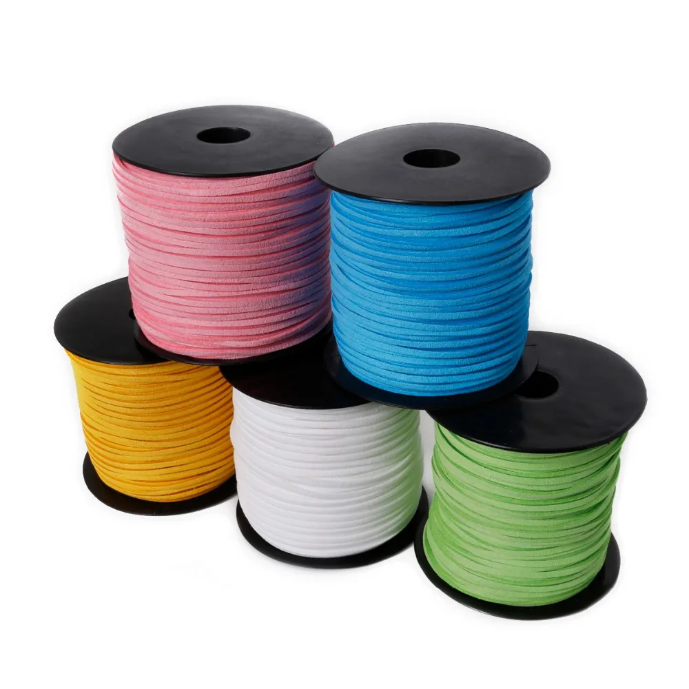 

Акция, 3 мм, смешанные цвета, шнур из искусственной замши, кожаное кружево для одежды, обуви, Ювелирная фурнитура для изготовления ювелирных изделий, около 100 ярдов/рулон