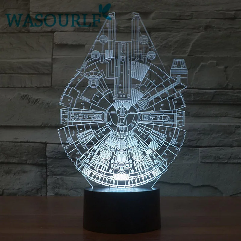 WASOURLF 3D Acrylic Night Light Atmosphere Lamp Charging 7 Color Colourful Touch Boat Ship Picture Home Decoration Birthday Gift