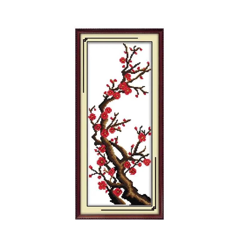 Plant Flower Series Cross Stitch Kit Plum Orchid Bamboo Chrysanthemum Manual DIY Living Room Decoration Hanging Picture