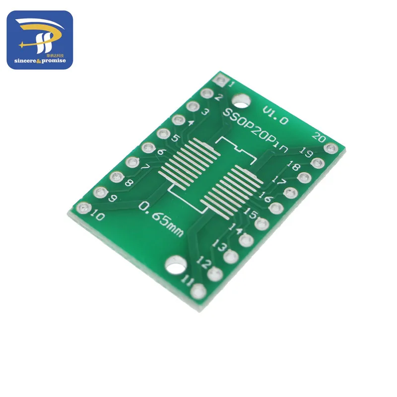 Carte d'affichage SMD vers adaptateur DIP, convertisseur de carte PCB, pas de broche DIP, SOP20, SSOP20, TSSOP20 vers DIP20, 0.65mm, 1.27mm vers 2.54mm, 10 pièces