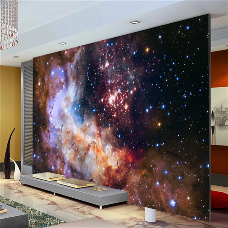 Custom photo Wall paper 3d papel de parede Starry Night Mural Art Painting home decor Kid Bedroom wallpaper for Living room