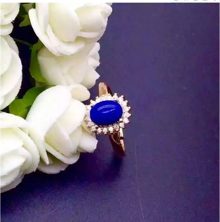 

Natural Lapis ring Free shipping Natural real Lapis 925 sterling silver Ring Per jewelry 6*8mm