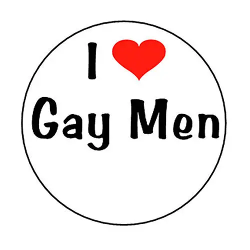 I LOVE GAY MEN pin button badge funny pride heart man pin low price gay words lapel pin cheap custom made round badges