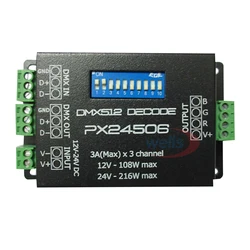 PX24506 DMX 512 dekoder sterownik 9A DMX 512 wzmacniacz 12V 24V led DMX512 kontroler dla listwy RGB LED światła