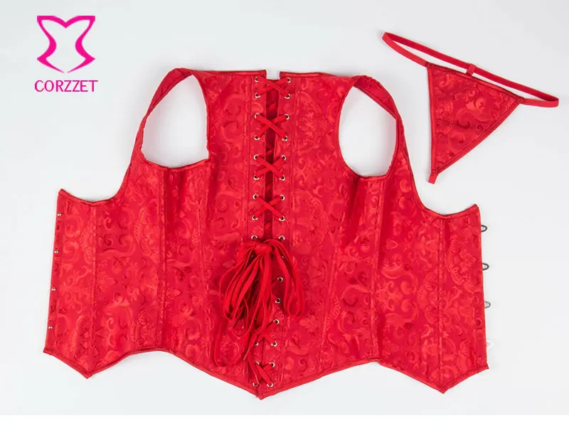 Red Steel Boned Underbust Corset Vest Bustier Top Plus Size 6XL Corpetes E Espartilhos Sexy Corsets And Bustiers Gothic Clothing