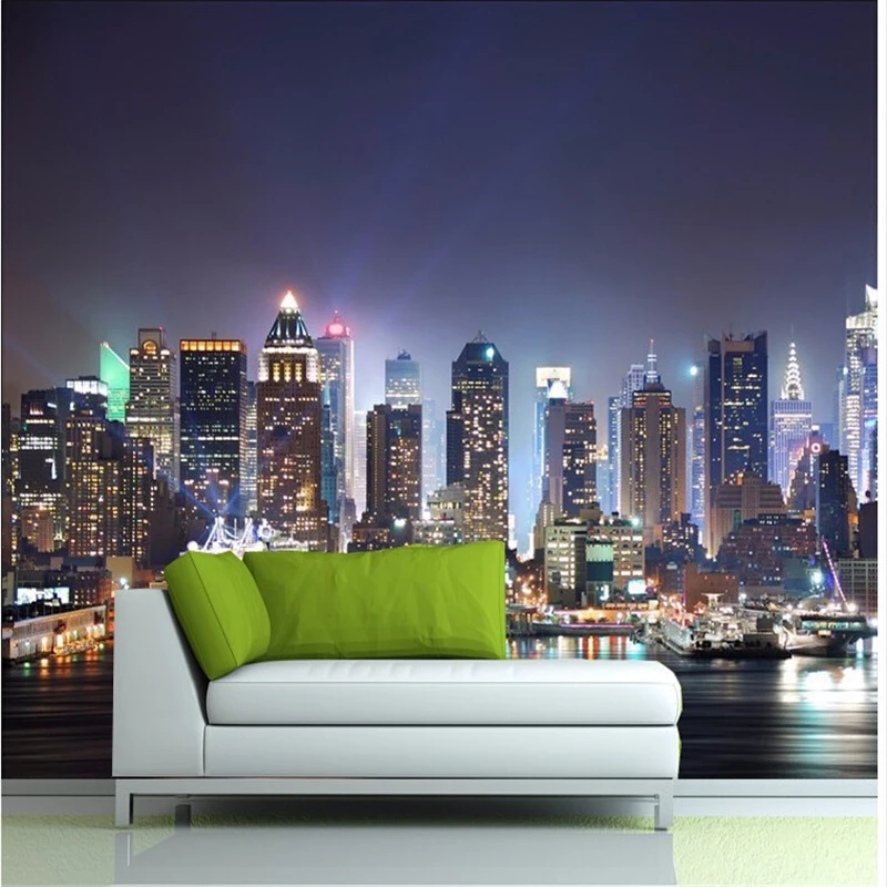 custom papel de parede Manhattan Home Furnishing decora New York City large mural wallpaper 3D night background scenery TV sofa