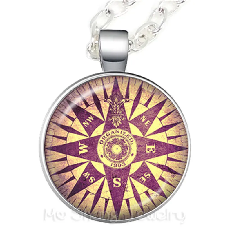 2018 New Retro Compass Glass Dome Necklace Back To School Gift Graduation Gift Go In The Direction Of Your Dreams