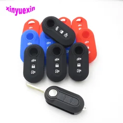 Xinyuexin Silicone Car Key Cover Case For Fiat Ducato Citroen Relay Peugeot Boxer PEU25 Flip Remote Key 3 Buttons Car-styLing