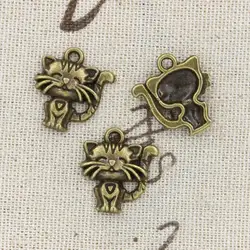 12pcs Charms Cat 19x17mm Antique Making Pendant fit,Vintage Tibetan Bronze Silver color,DIY Handmade Jewelry