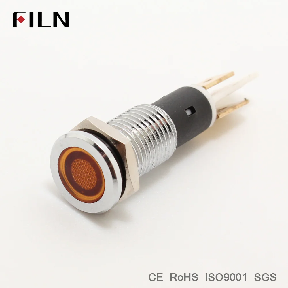 FILN metallo pilot lampada spia indicatore di direzione 10mm rosso giallo blu verde bianco 12 v 24 v 110 v led luce