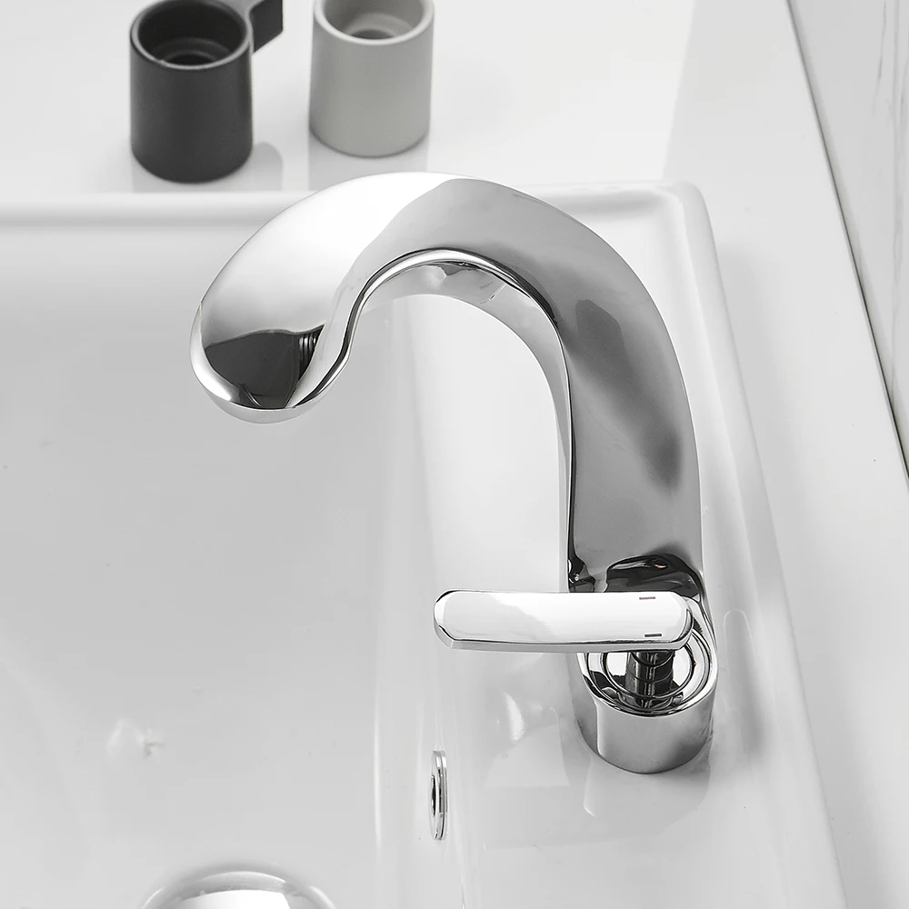 Basin Faucet Bathroom Sink Faucet Chrome Taps Basin Faucet Mixer Single Handle Hole Deck Wash Hot Cold Mixer Tap Crane 9520L