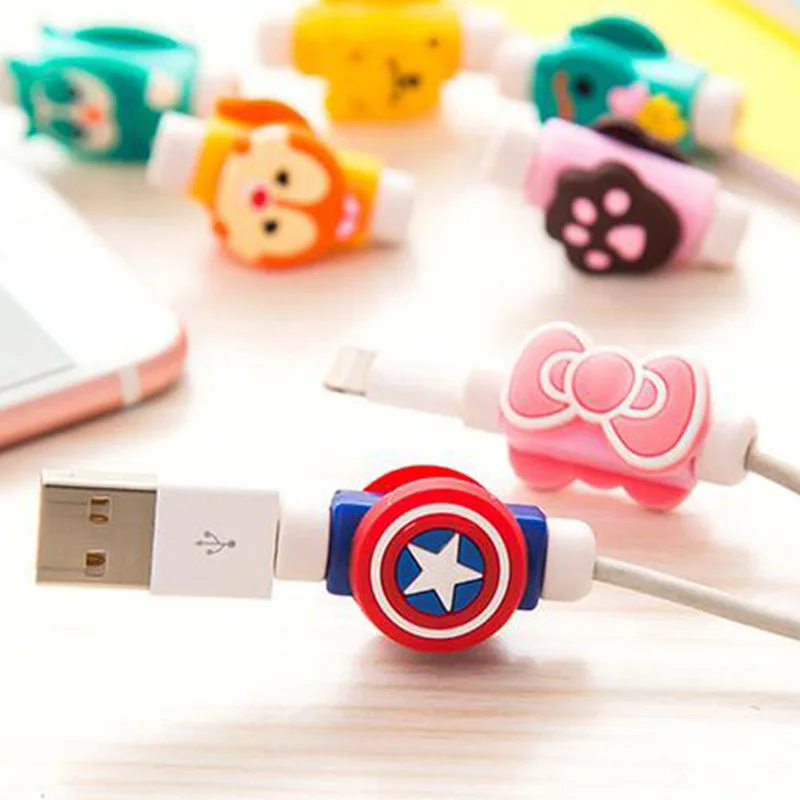 Cartoon Cable Protector Data Line Cord Protector Protective Case Cable Winder Cover For iPhone USB Charging Cable