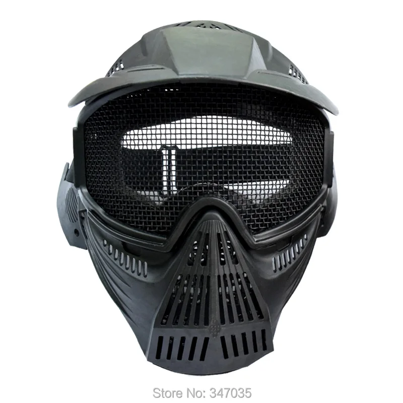 1X Mask Full Face CS Game Archery Practice Outdoor Sports Airsoft Paintball Protect Mesh Goggles Black Color