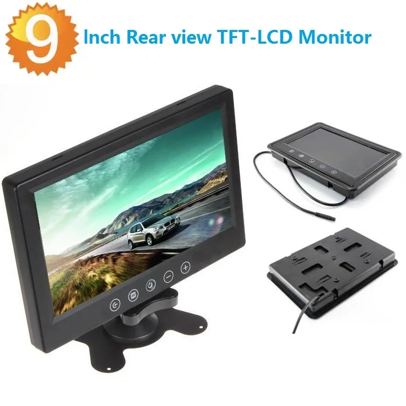 

9 inch digital Color TFT LCD with 2 Video input lcd for reversing parking backup rear view camera