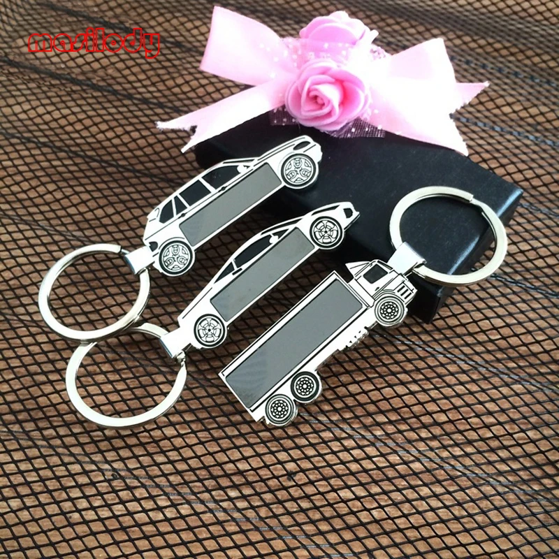 

100pcs/Lot Metal Car Keychain Free For DIY LOGO Key Chain 4S Shop Gifts Alloy Wagon Keyrings Tracks Key Ring