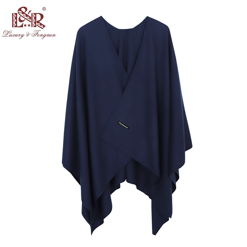 Écharpe Poncho en cachemire pour Femme, nouvelle mode hiver 2022, couleur unie, châle, Pashmina, Bufanda Mujer Sjaal